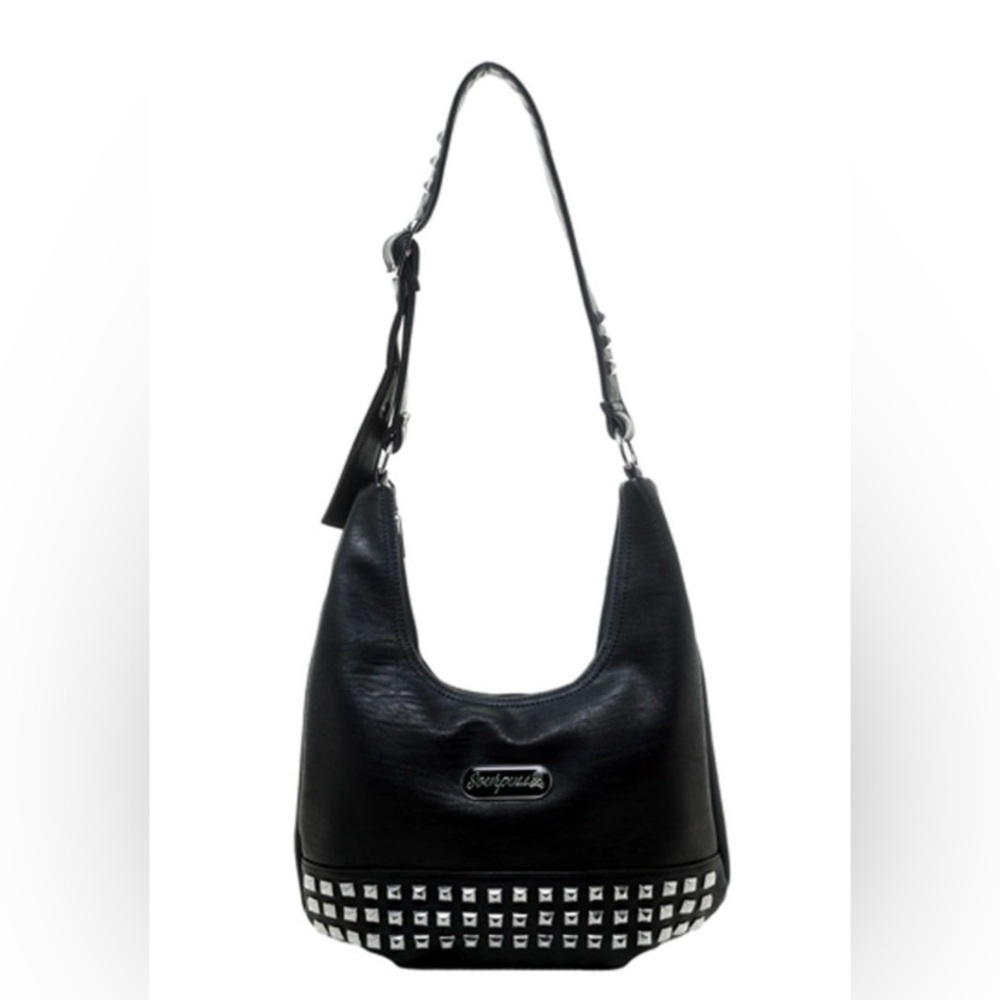 Sourpuss Black Studded Hobo Bag
